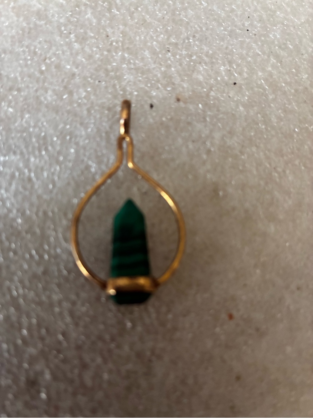 Gold Hoop 925 Pendant with Green Malachite Point